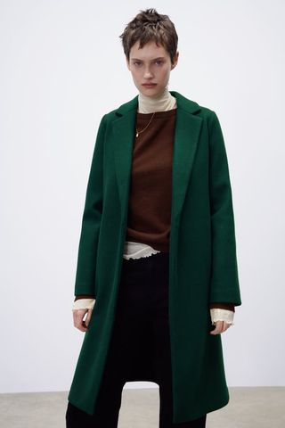 Zara + Lapel Collar Coat