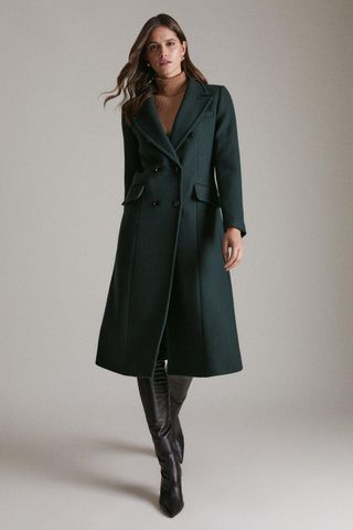 Karen Millen + Italian Wool Blend Signature Db Coat