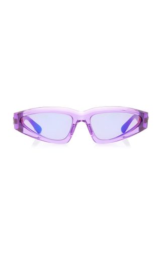 Bottega Veneta + Fashion Show Acetate Angular-Frame Sunglasses