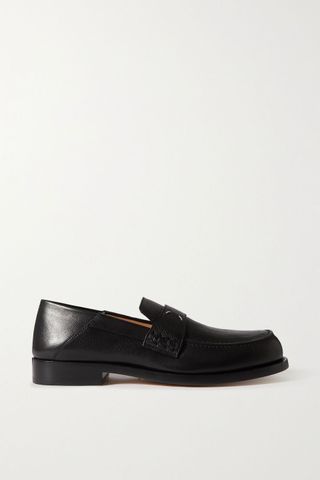 Maison Margiela + Textured-Leather Collapsible-Heel Loafers