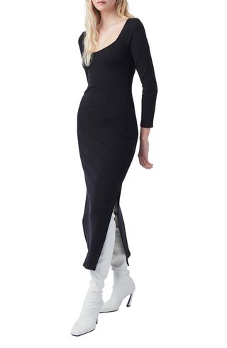 French Connection + Sheryl Long Sleeve Side Slit Jersey Dress