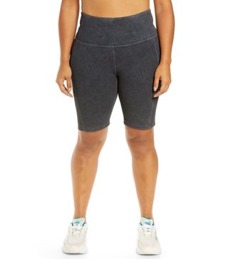 Zella + Snow Wash High Waist Rib Bike Shorts