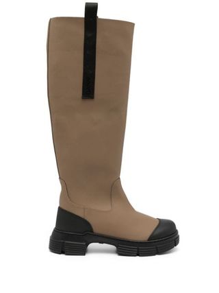 Ganni + Two-Tone Knee-Length Boots