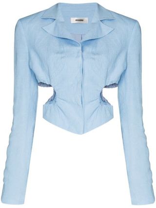 Danielle Guizio + Cropped Cutout Blazer Jacket