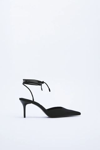 Zara + High Heeled Fabric Shoes With Straps