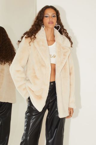 H&M + Single-Breasted Faux-Fur Jacket