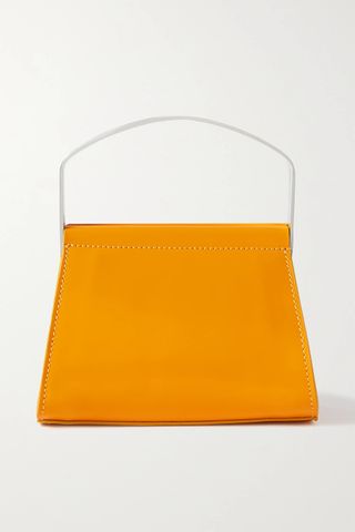 BY FAR + Mimi Cuttrell + Glossed-Leather Shoulder Bag
