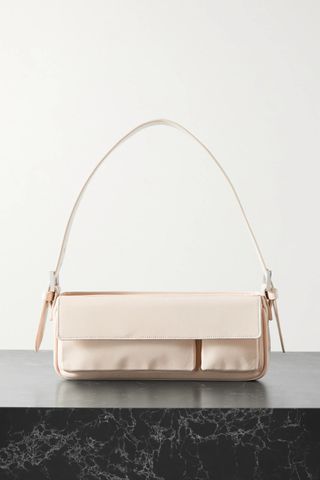 BY FAR + Mimi Cuttrell + Glossed-Leather Shoulder Bag
