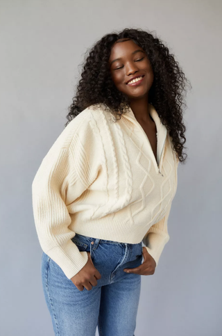 Urban Outfitters + Lizzie Cable Knit Half-Zip Sweater