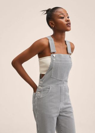 Mango + Striped Denim Dungarees