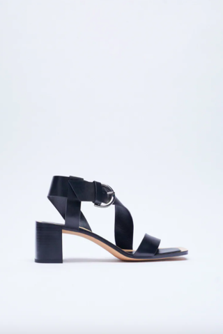 Zara + Strappy Leather Sandals With Buckle