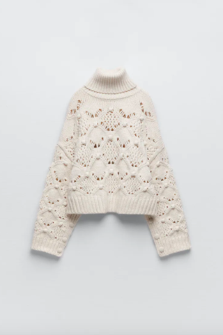 Zara + Cable Knit Sweater With Buttons