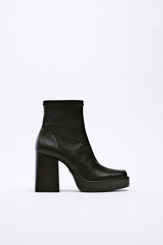 Zara + Platform Stretch Ankle Boots