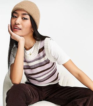 Monki + Stripe Knitted Sweater Vest