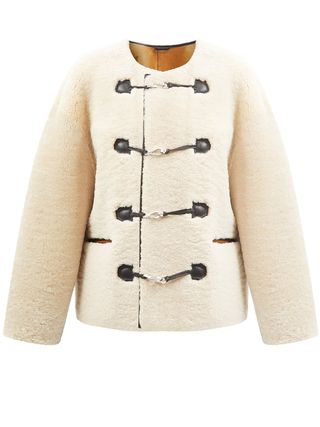 Totême + Clasp-Front Leather-Trim Shearling Jacket
