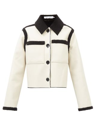 Proenza Schouler White Label + Cropped Faux-Leather and Shearling Coat