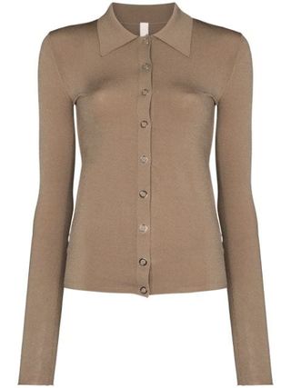 Dion Lee + Buttoned Polo-Style Cardigan