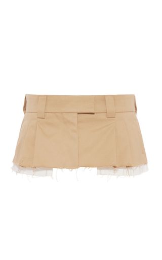 Miu Miu + Exposed-Pocket Pleated Cotton Low-Rise Mini Skirt
