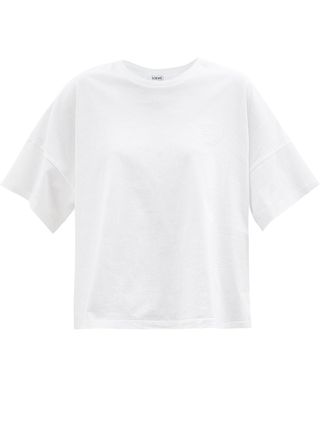 Loewe + Anagram-Embroidered Cropped Cotton-Jersey T-Shirt