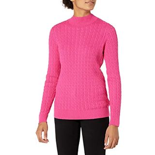 Amazon Essentials + Classic-Fit Lightweight Cable Long-Sleeve Mockneck Sweater