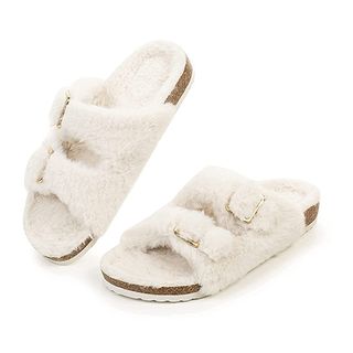Fitory + Open Toe Slipper With Cozy Lining
