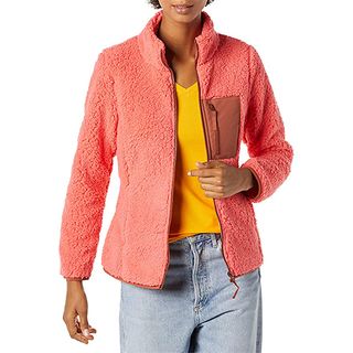 Amazon Essentials + Sherpa Long Sleeve Mock Neck Full-Zip Jacket