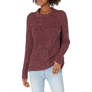 Goodthreads + Cotton Half-Cardigan Stitch Mock Neck Sweater