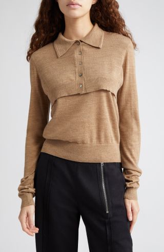 Sandy Liang + Seek Layered Merino Wool Sweater