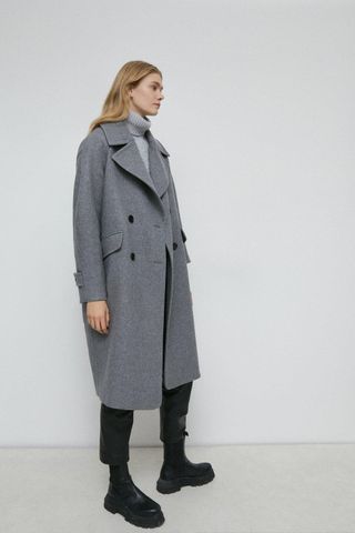 Warehouse + Italian Wool Blend Oversized Double Breasted Coat