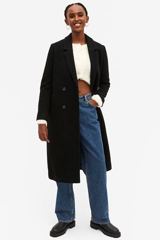 Monki + Black Classic Double-Breasted Coat