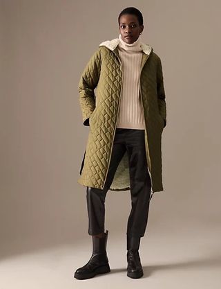 Autograph + Quilted Hooded Belted Longline Raincoat