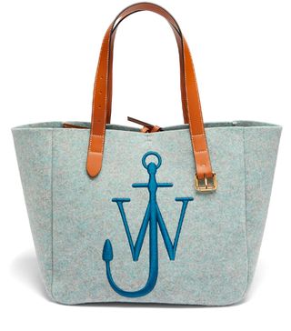 JW Anderson + Logo-Embroidered Leather-Trim Recycled-Felt Tote