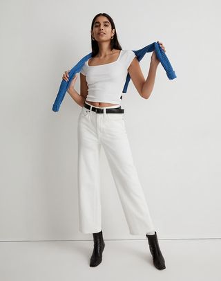 Madewell + The Perfect Vintage Wide-Leg Crop Jean in Tile White