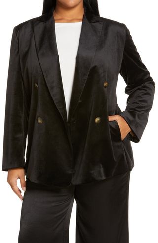 Vince + Double Breasted Velvet Blazer