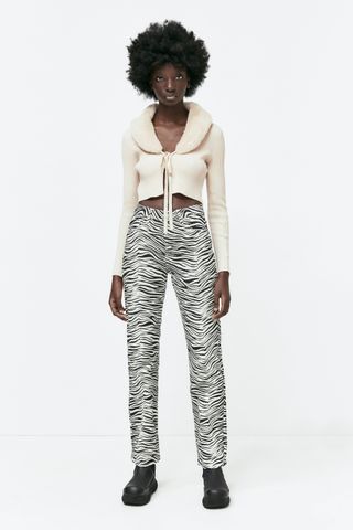 Zara + Faux Fur Knit Cardigan