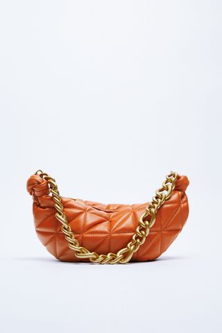 Zara + Chain Handled Quilted Leather Bag