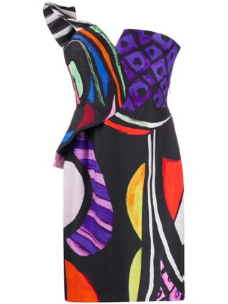Moschino + Abstract Print Fitted Dress