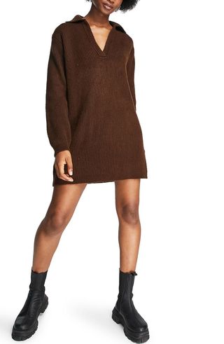 Topshop + Rib Sweater Dress