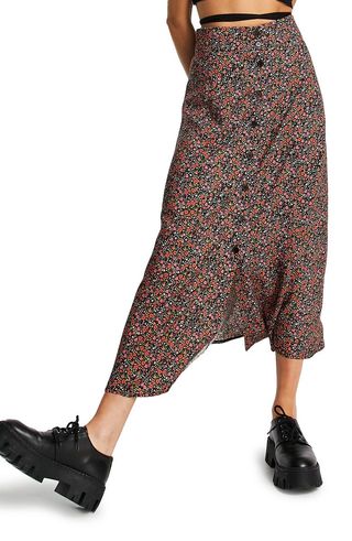 Topshop + Floral Midi Skirt