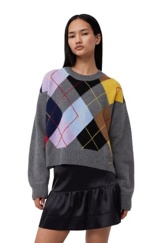 Ganni + Harlequin Wool-Mix Oversized Pullover