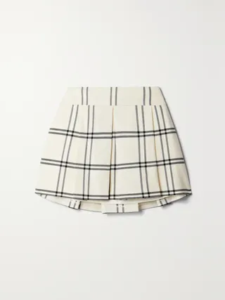 Loveshackfancy + Winslet Pleated Checked Twill Mini Skirt