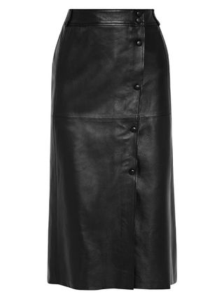 Iris & Ink + Béatrice Wrap-Effect Leather Midi Skirt
