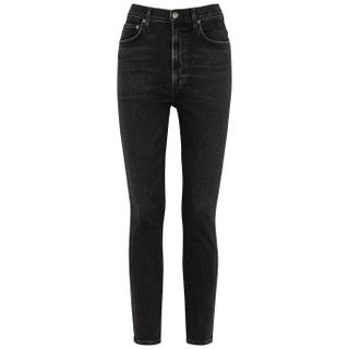 Agolde + Pinch Waist Black Skinny Jeans