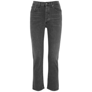 Agolde + Riley Grey Cropped Straight-Leg Jeans