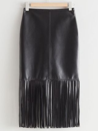 & Other Stories + Leather Fringe Midi Skirt
