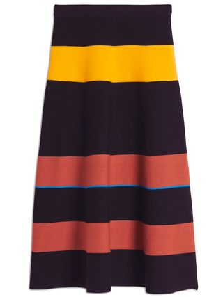 Victoria Beckham + Flared Skirt in Multi Stripe -