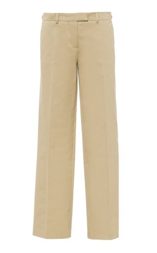 Miu Miu + Low-Rise Cotton Wide-Leg Chino Trousers
