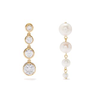 Completedworks + Mismatched Pearl & 14kt Gold-Vermeil Drop Earrings