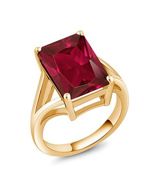 Gem Stone King + Ruby 18K Yellow Gold Plated Solitaire Ring