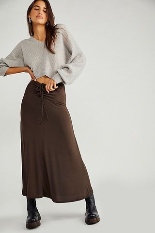 Free People + Ruched Jersey Maxi Skirt